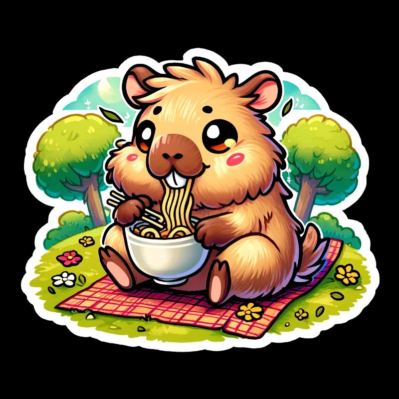 Capybara Ramen Kawaii Anime