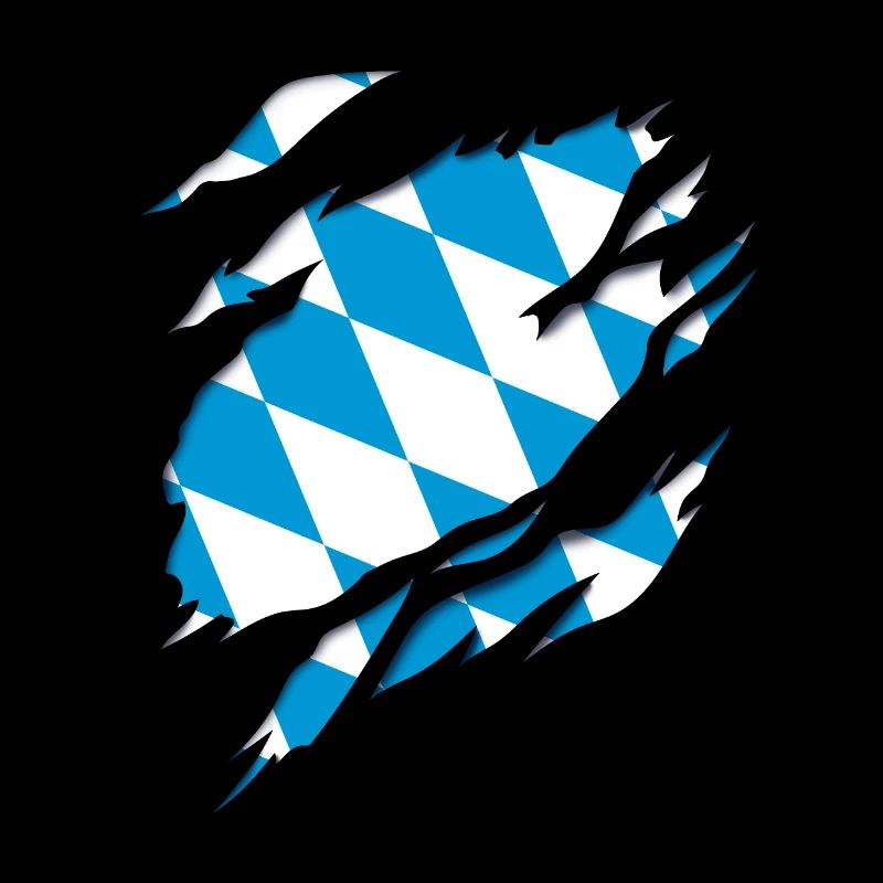 Drapeau et armoiries de la Bavière, effet de déchirure 3D.