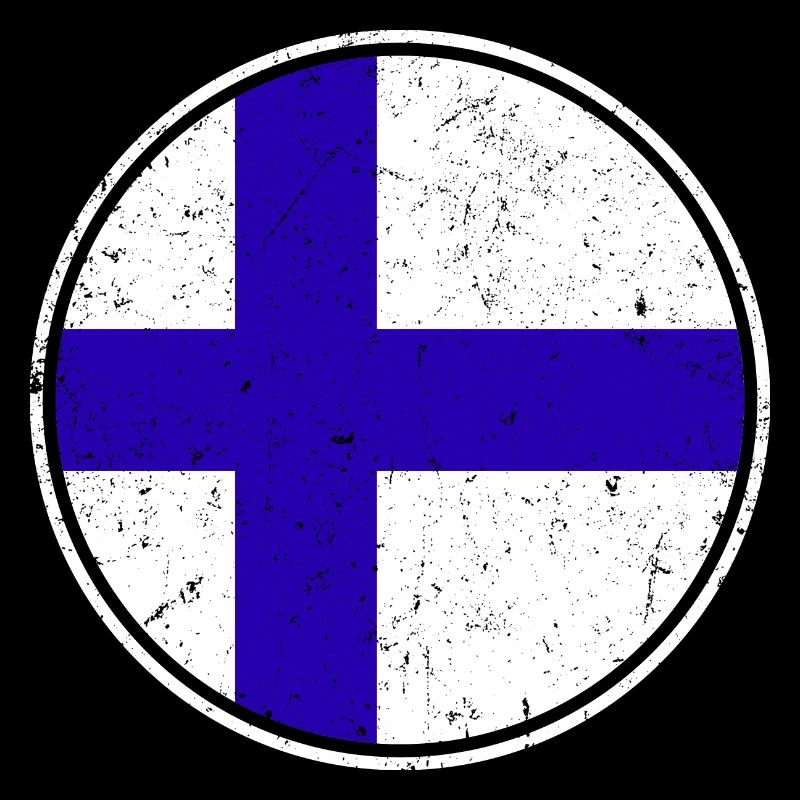 Finnish Flag — Distressed Style & in a Circle