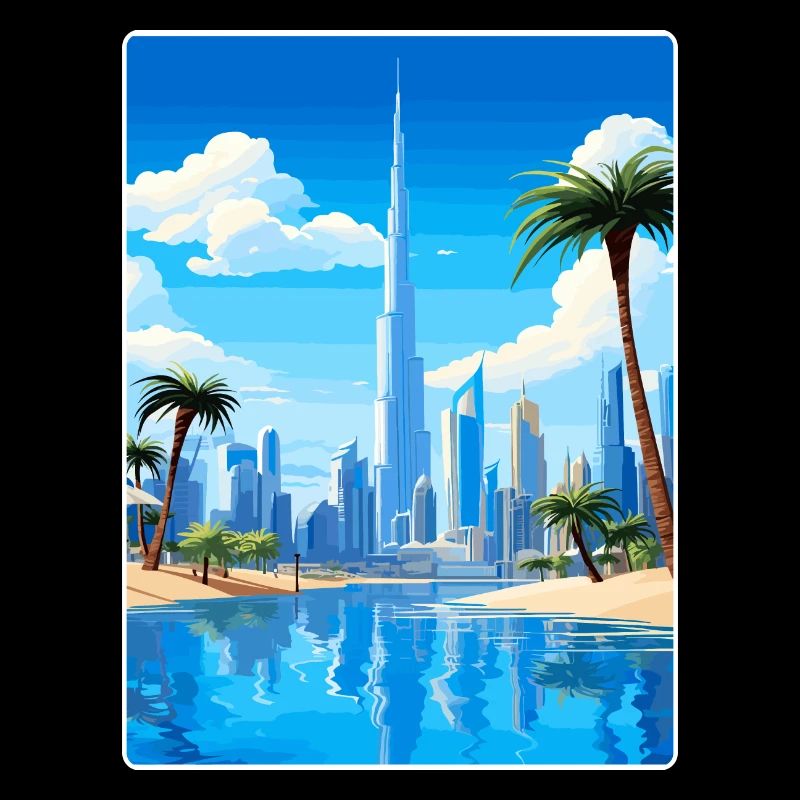 Dubaï Émirats arabes unis Affiche de voyage souvenir
