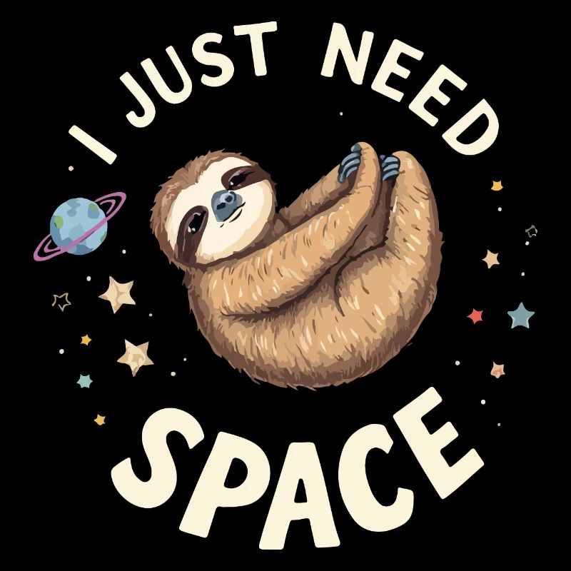 Sloth in Space Cartoon Design