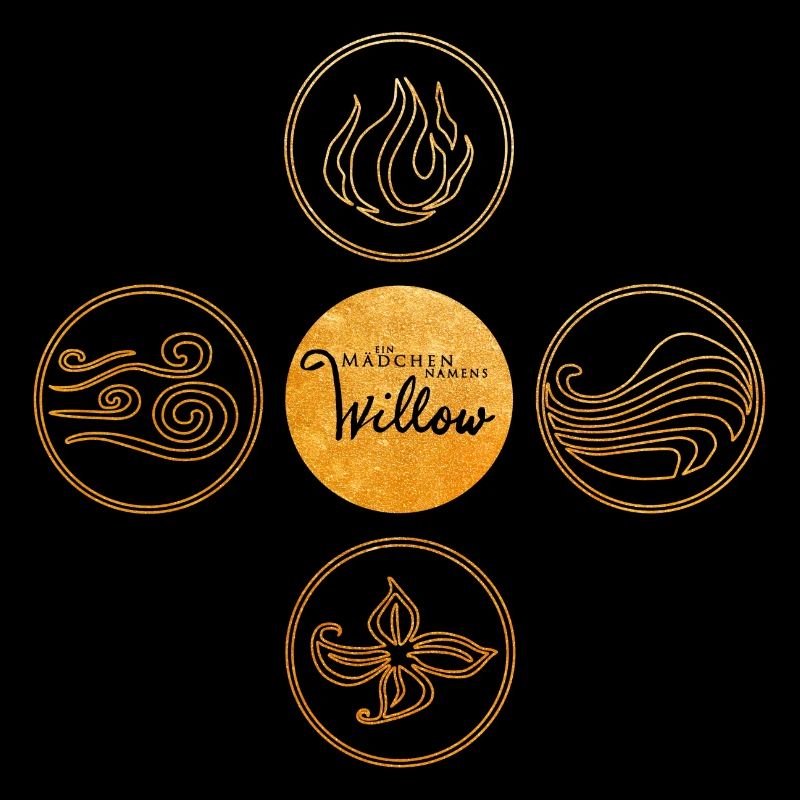 "Ein Mädchen Namens Willow" Logo Und Vier Elemente