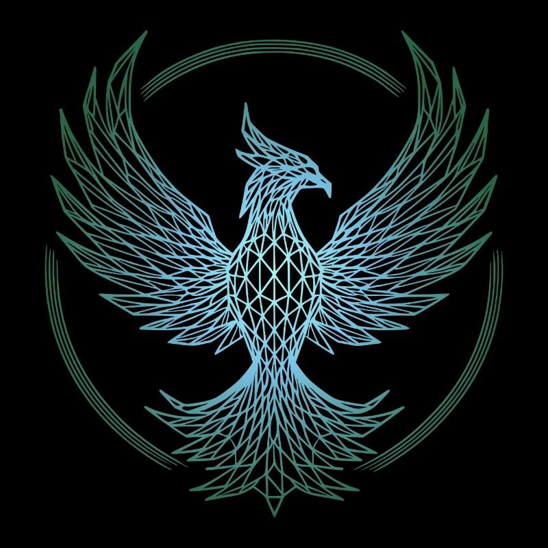 Electric Blue Polygonal Phoenix