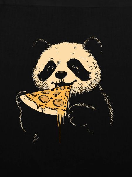 Panda eats pizza