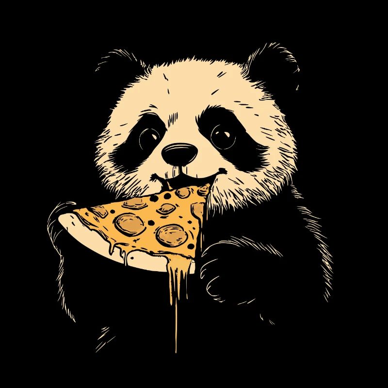 Panda eats pizza