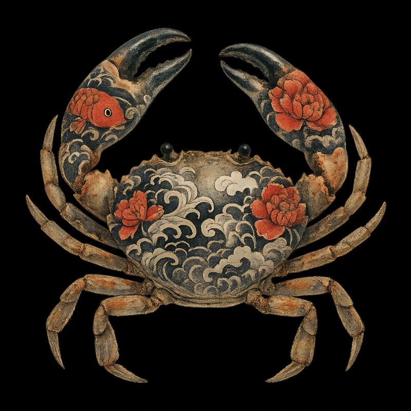 Yakuza Crab – Ink on Shell