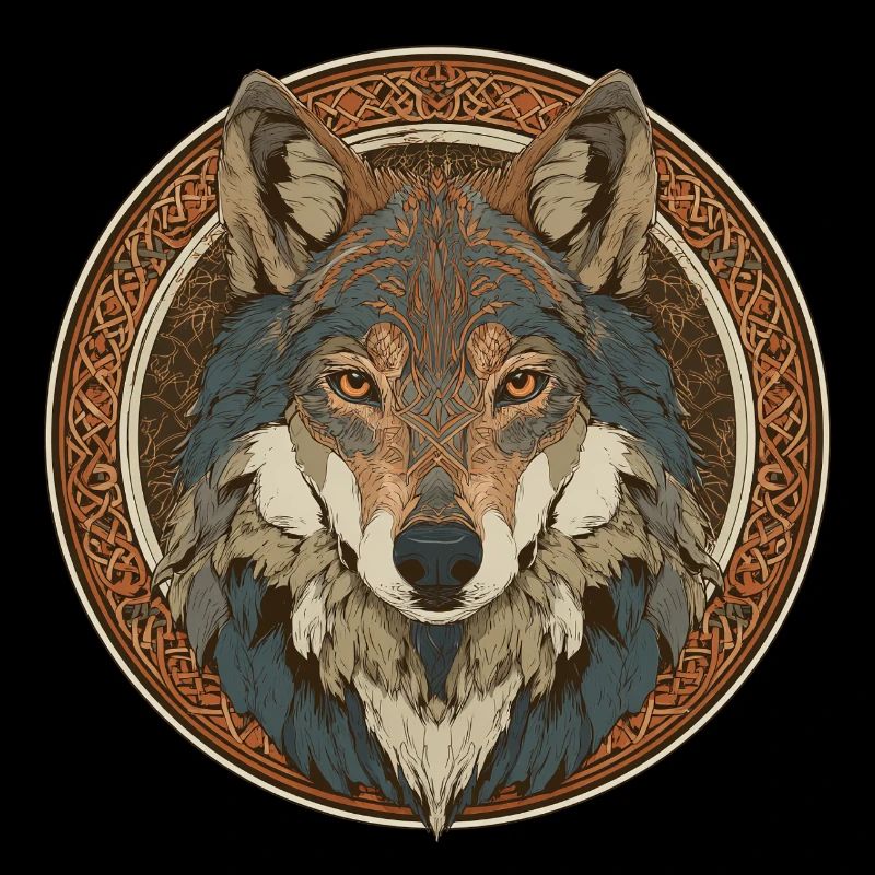 Legendary wolf with Celtic pattern