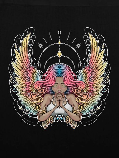 Serene Winged Dreamer Illustration