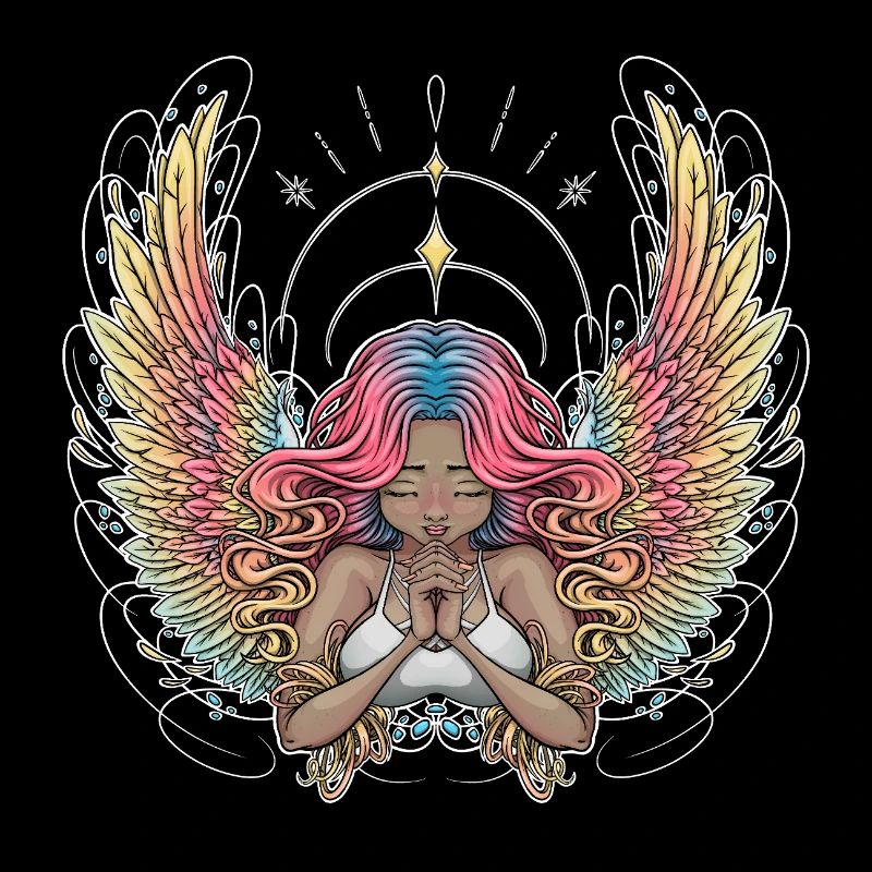 Serene Winged Dreamer Illustration