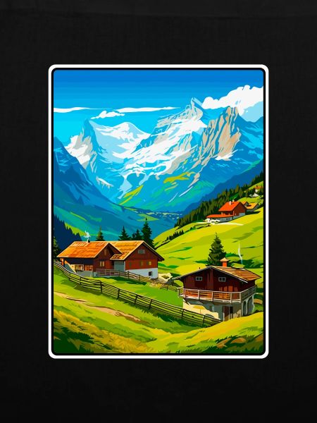 Alpines Bergdorf-Szene
