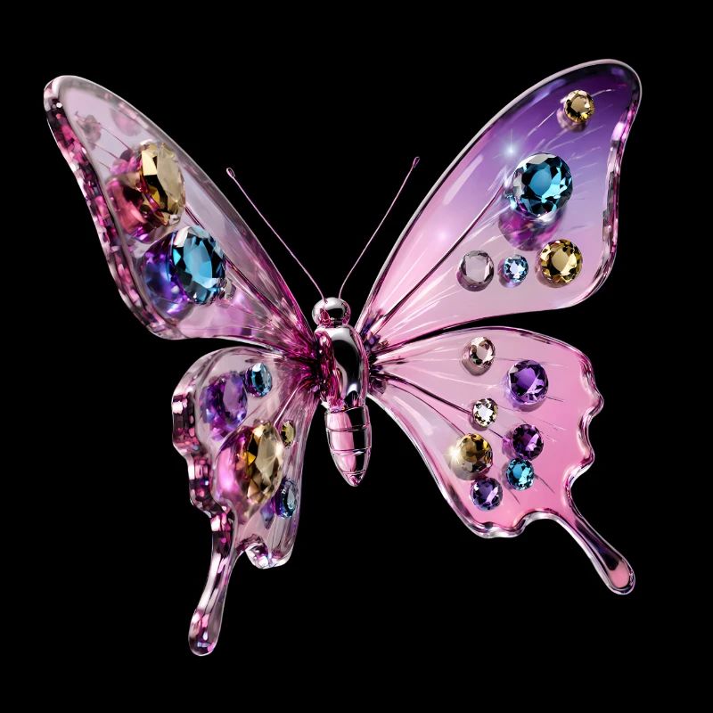 3d Glamour Butterfly - Chrome & Glitter