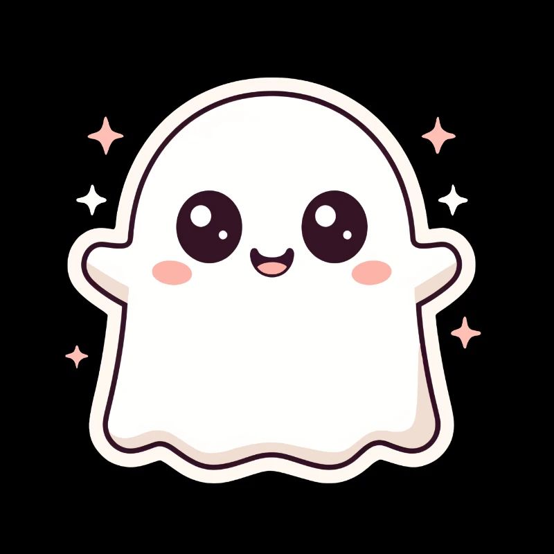Kawaii Ghost with Glitter – Halloween Cute