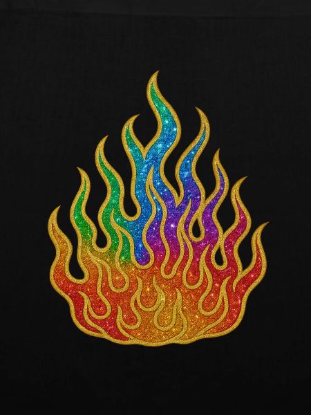 Rainbow Fire Glitter Flame
