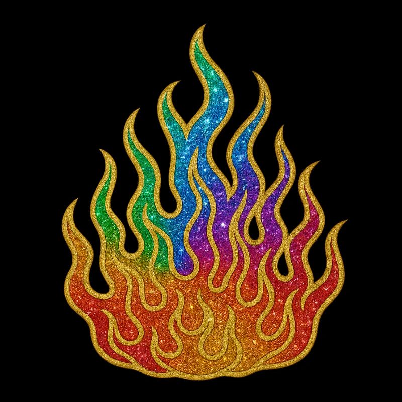 Rainbow Fire Glitter Flame