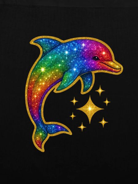 Regenbogenleuchtender Delfin der Sterne