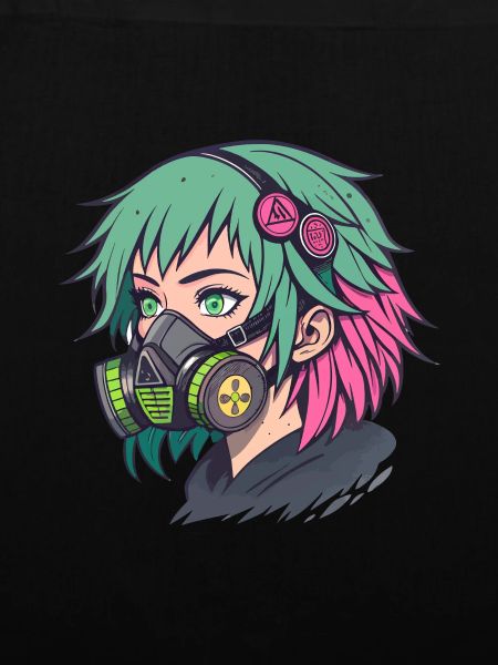 Neon Gasmask Punk Portrait