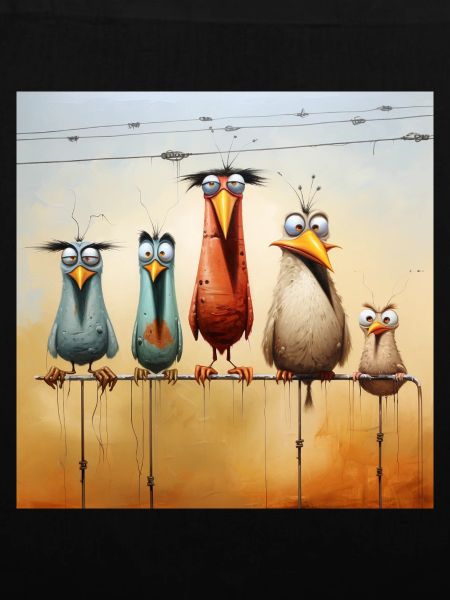 Vogelschar am Draht