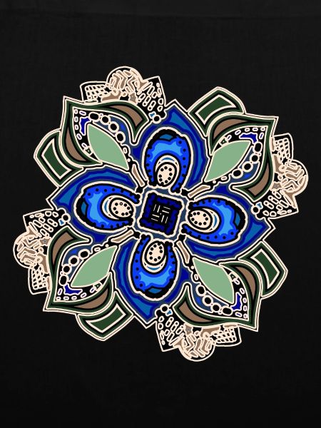 Teal Extravagant Mandala Flower