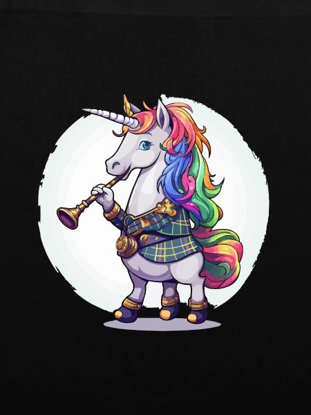 Buntes Einhorn mit Trompete