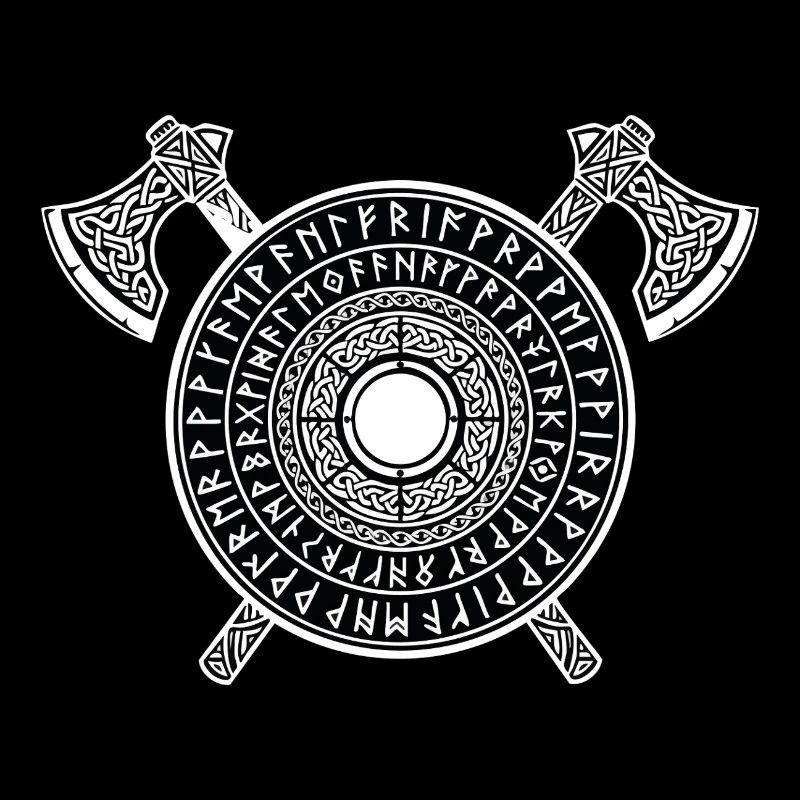 Viking Runic Shield and Norse Crusader Axes