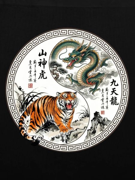 Tiger und Drache Asiatisch