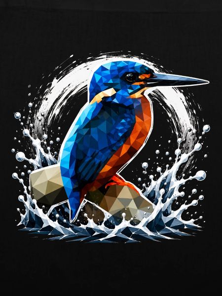 Low Poly Kingfisher Bird Design