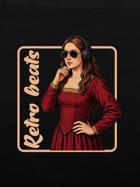 Mädchen-Kopfhörer-Musik Retro-Beats