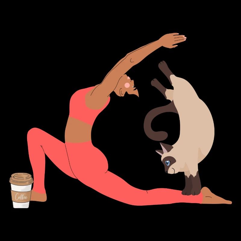 chat, café et yoga