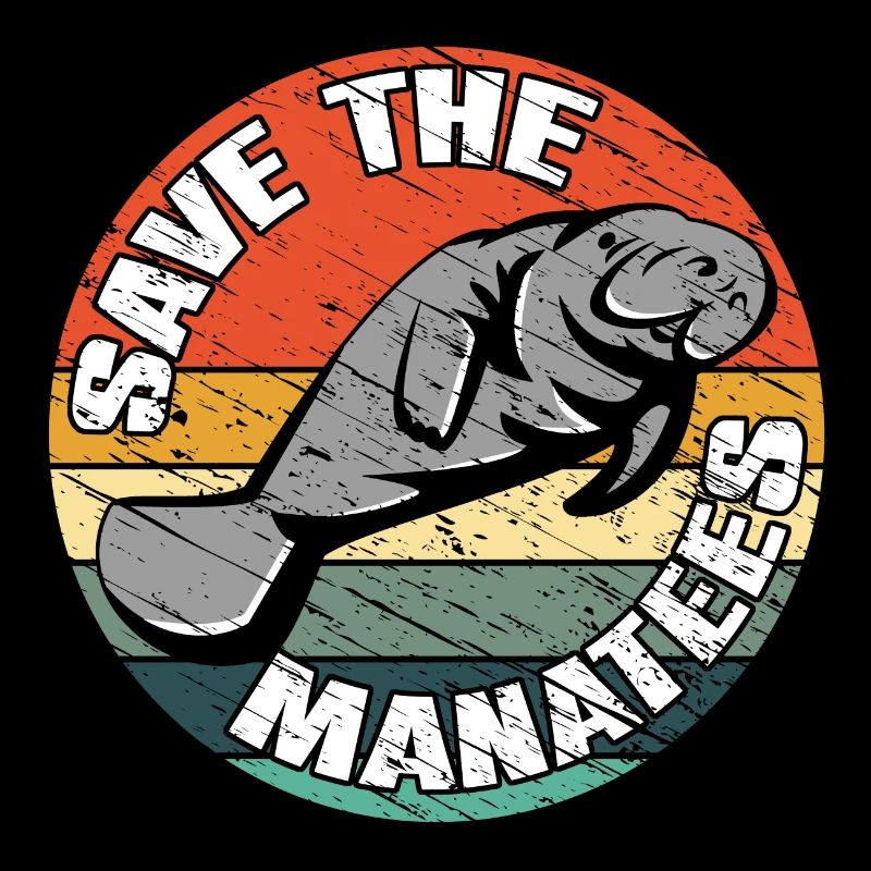 Save the manatees. Vintage Manatee Design