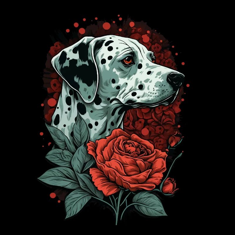 Dalmatiner mit roter Rose