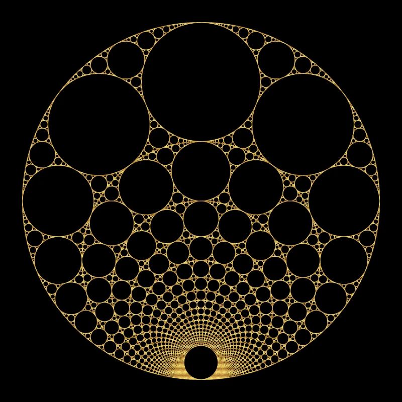Gold Nested Apollonian Gasket Math Fractal Sacred