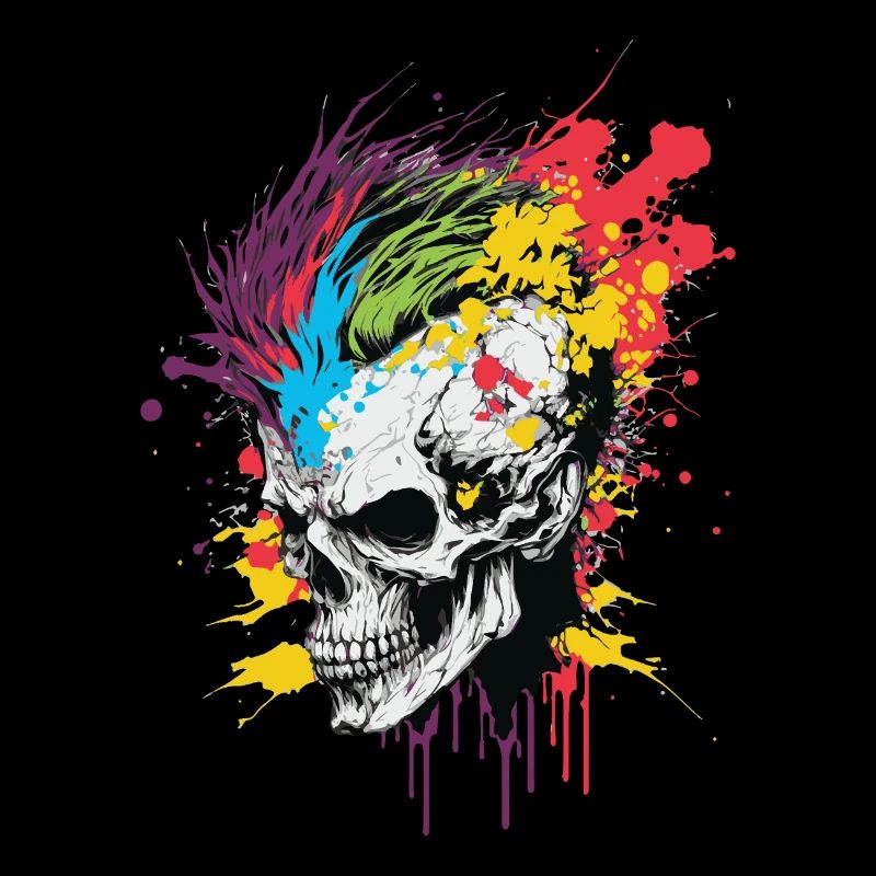 Rainbow Zombie Skull