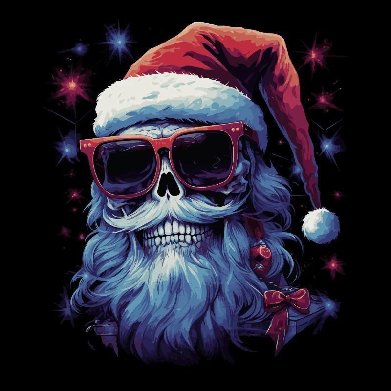 Schädel mit Weihnachtsmütze