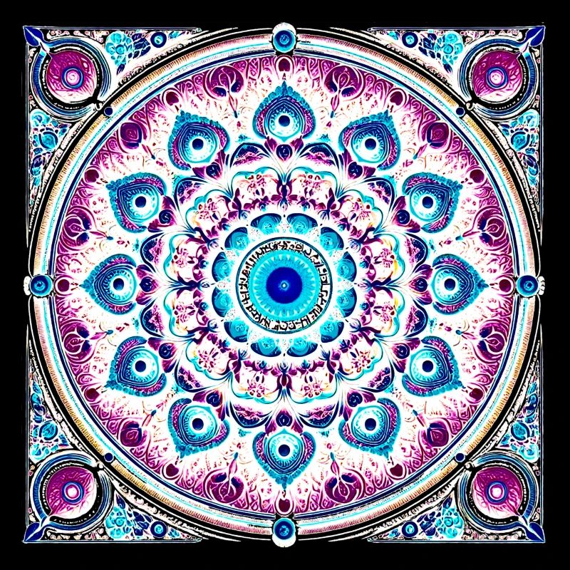 Orbitale Mandala Blau-Rosa