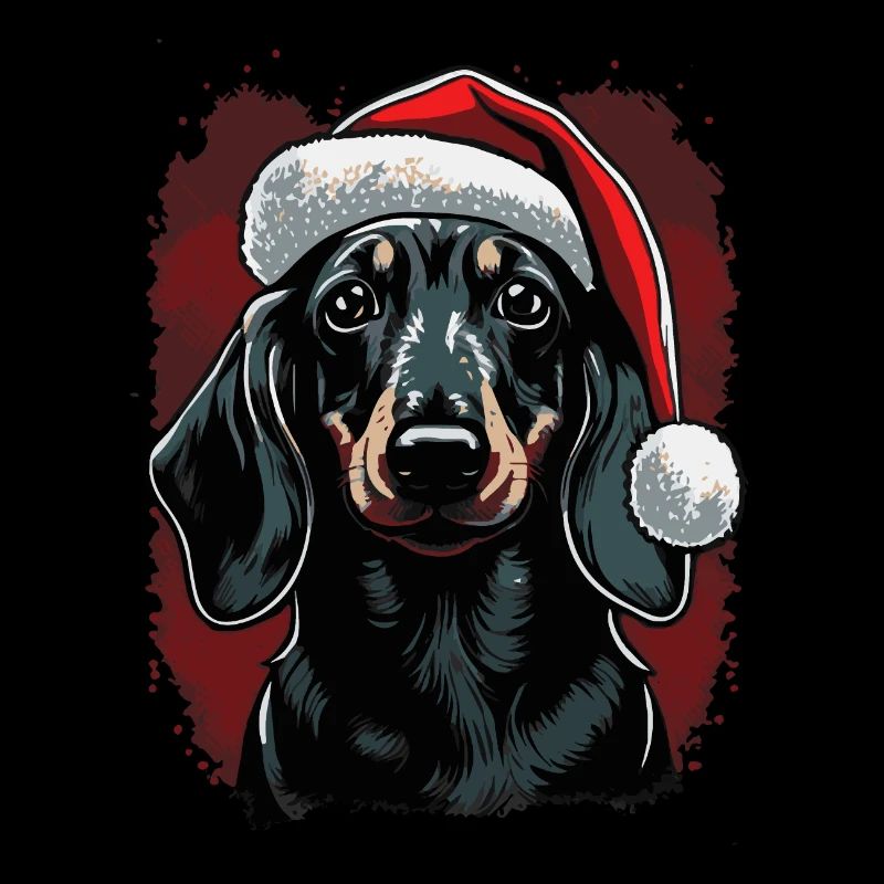 Teckel avec chapeau de Noël