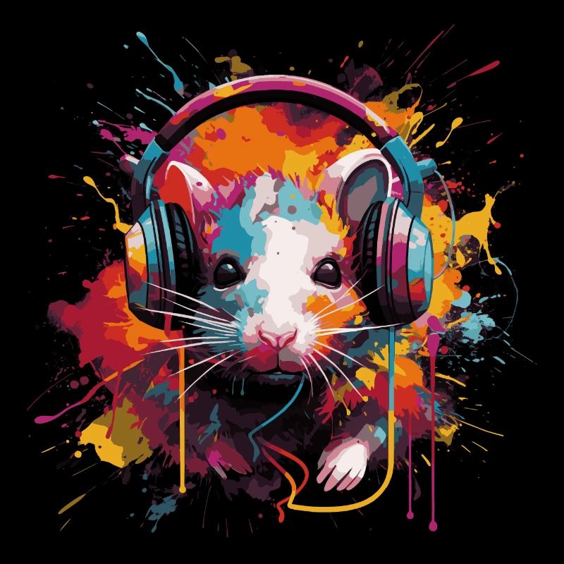 Drôle de rat avec des écouteurs