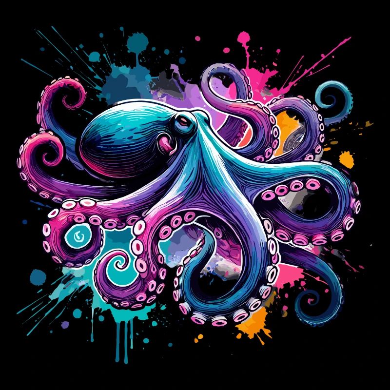 Octopus coloré aquarelle