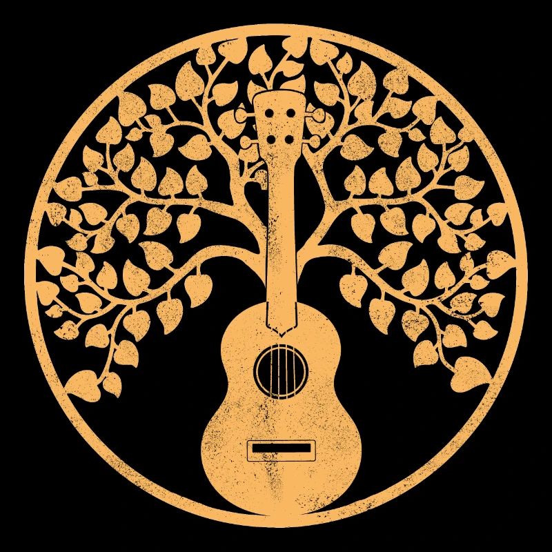ukulele tree mandala sepia