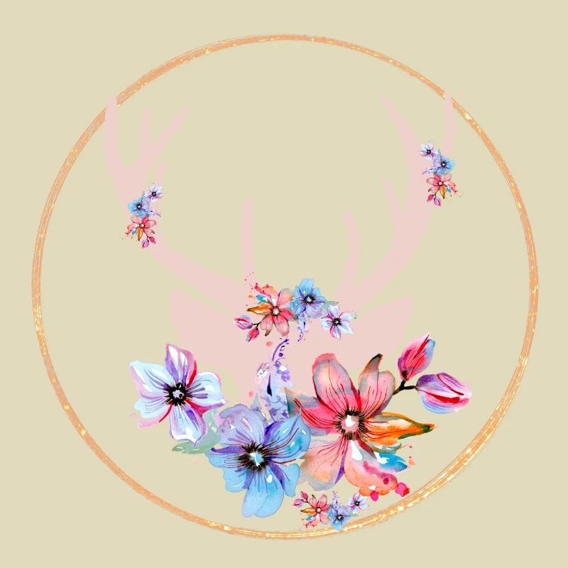Geweih mit Blumen