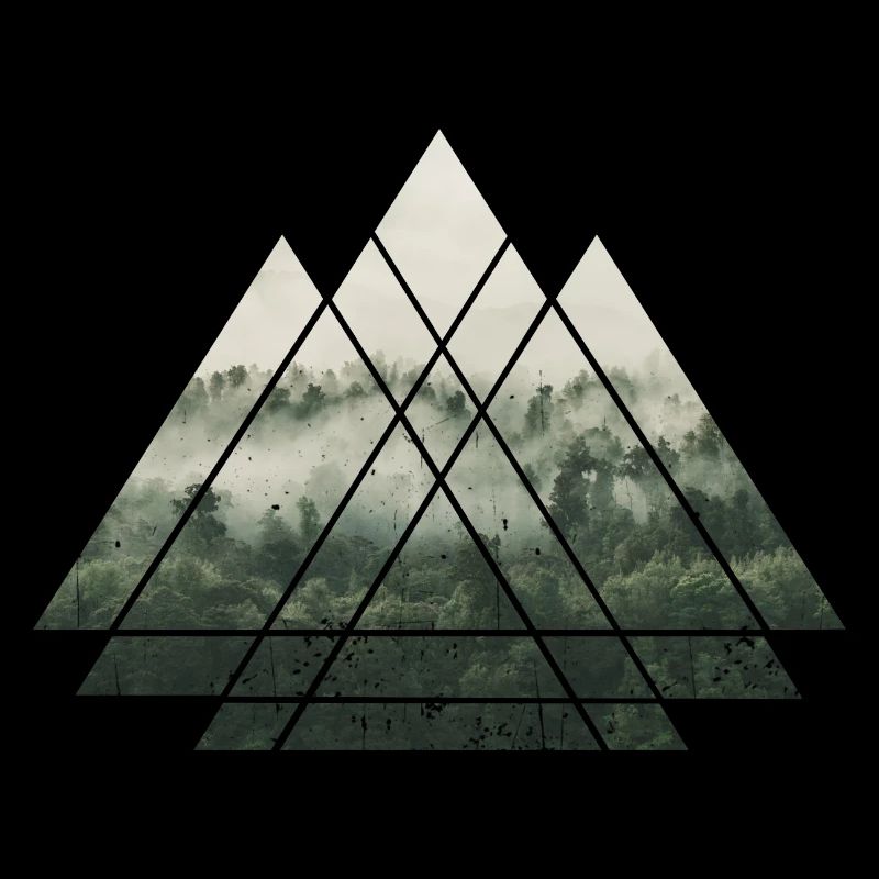 Triangles géométriques - Forêt dans le brouillard
