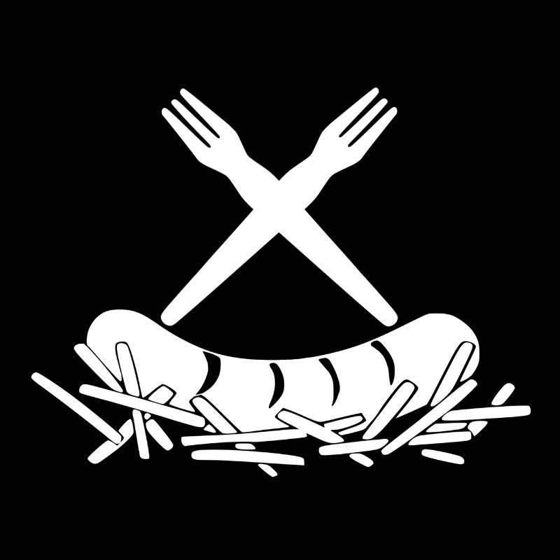 Pommes Currywurst Pommesgabeln Logo