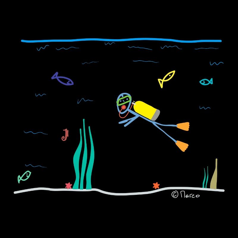 Diver stick figure, scuba oxygen