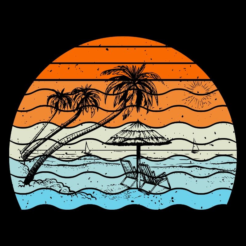 Vintage Summer Beach Sunset