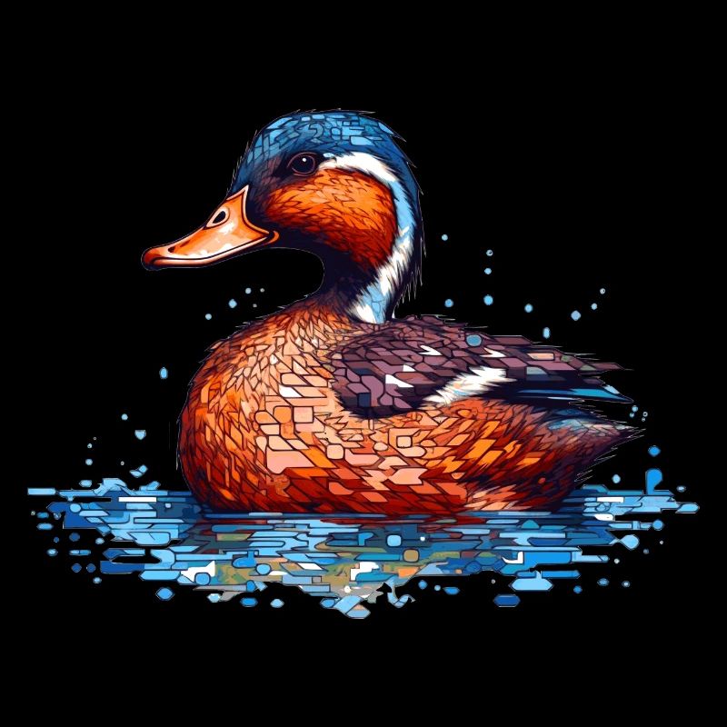 Un beau canard nage dans le lac et l’eau