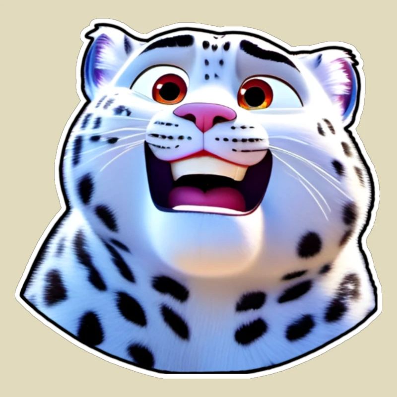 Cute snow leopard in comic style