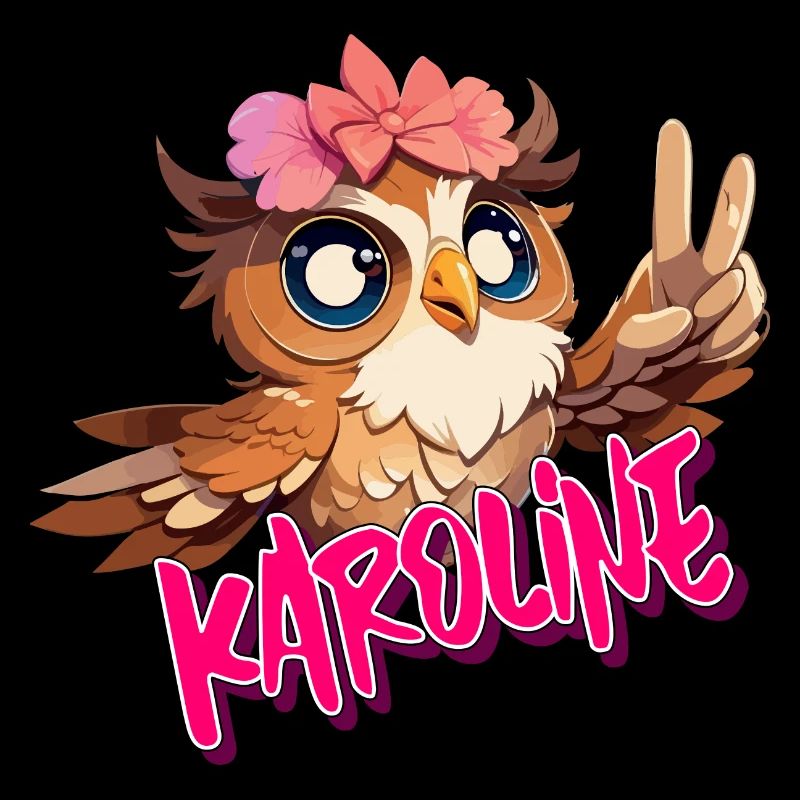 KAROLINE - Schöner Mädchen Name mit süßer EULE