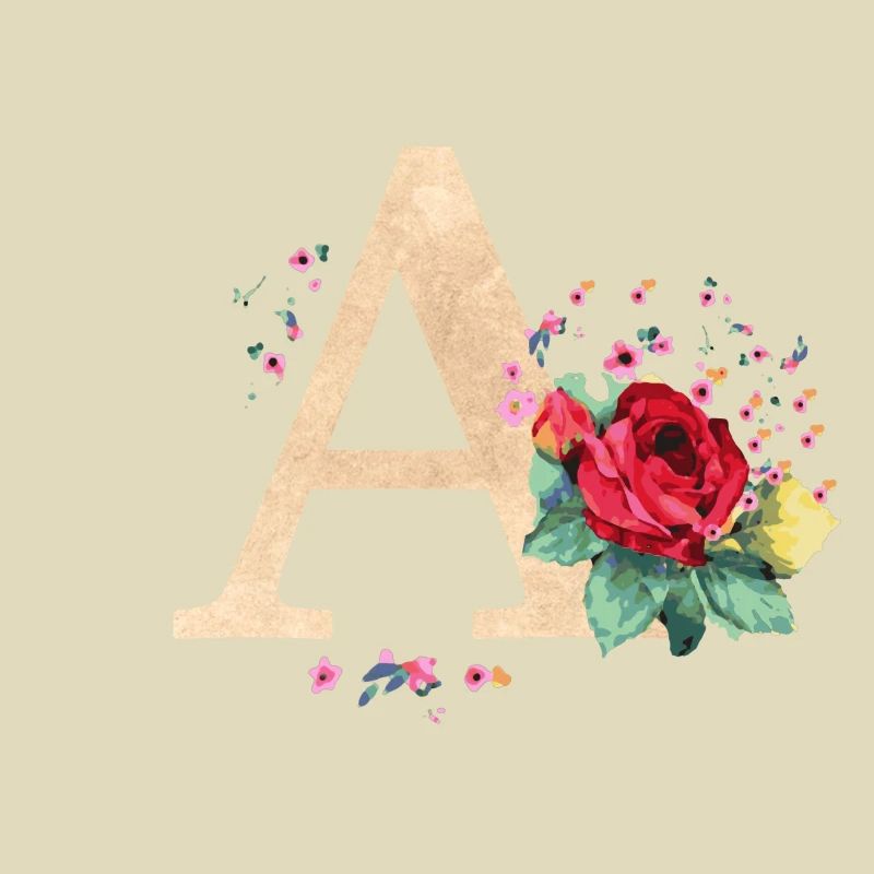 Lettre initiale lettre A initiales roses