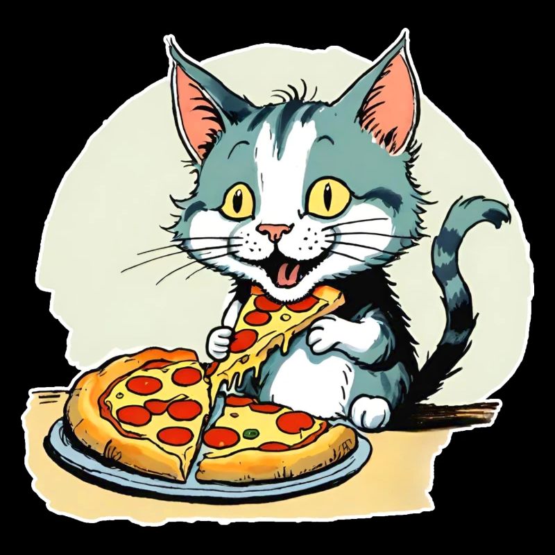Le chat adore la pizza
