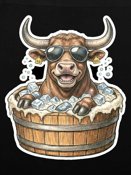 Eisbaden Bulle Stier Kuh
