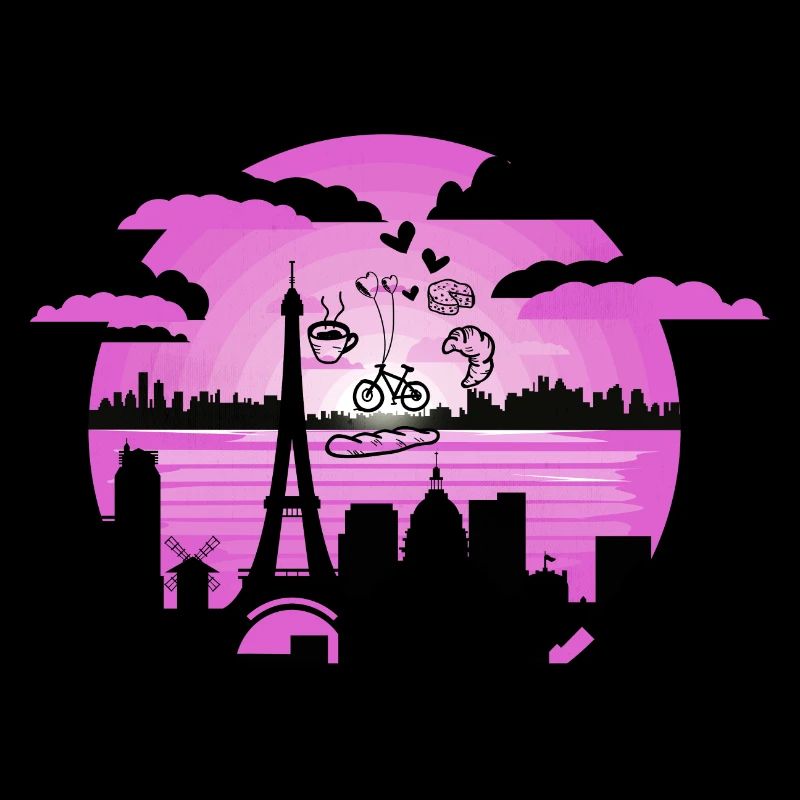Paris Theme Baguette Bike Coffee Eiffel Tower